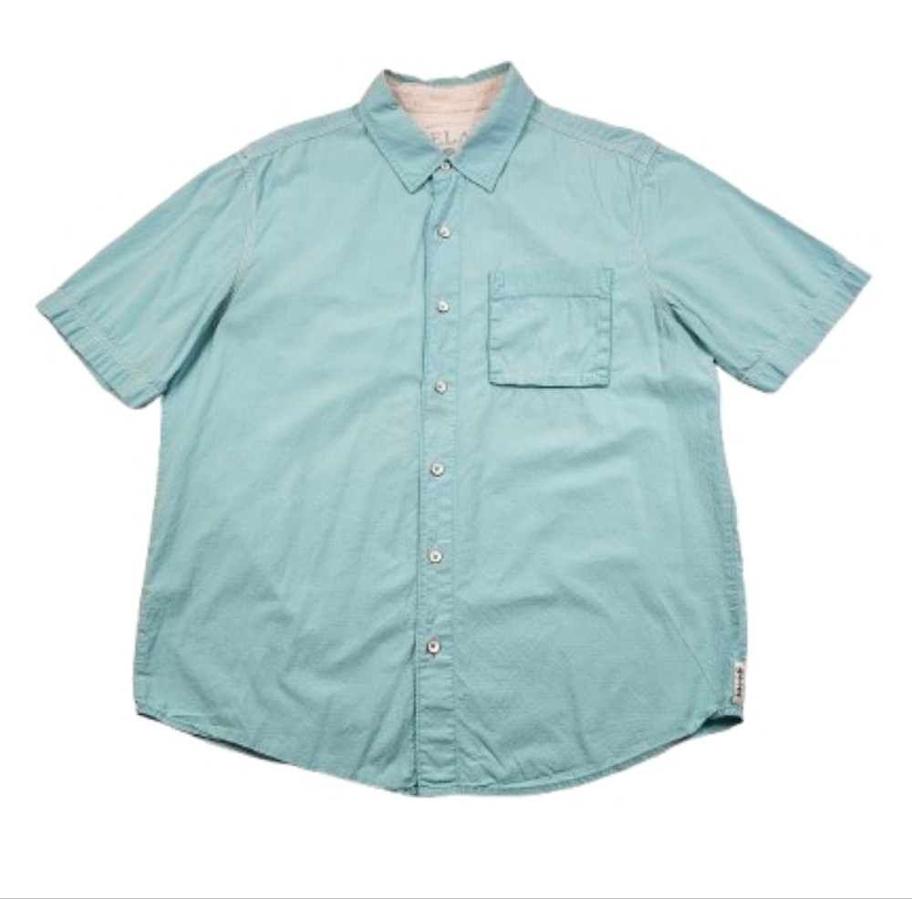 Tommy Bahama Relax Island Modern Fit Seersucker Teal Blue Mens Large Breathable